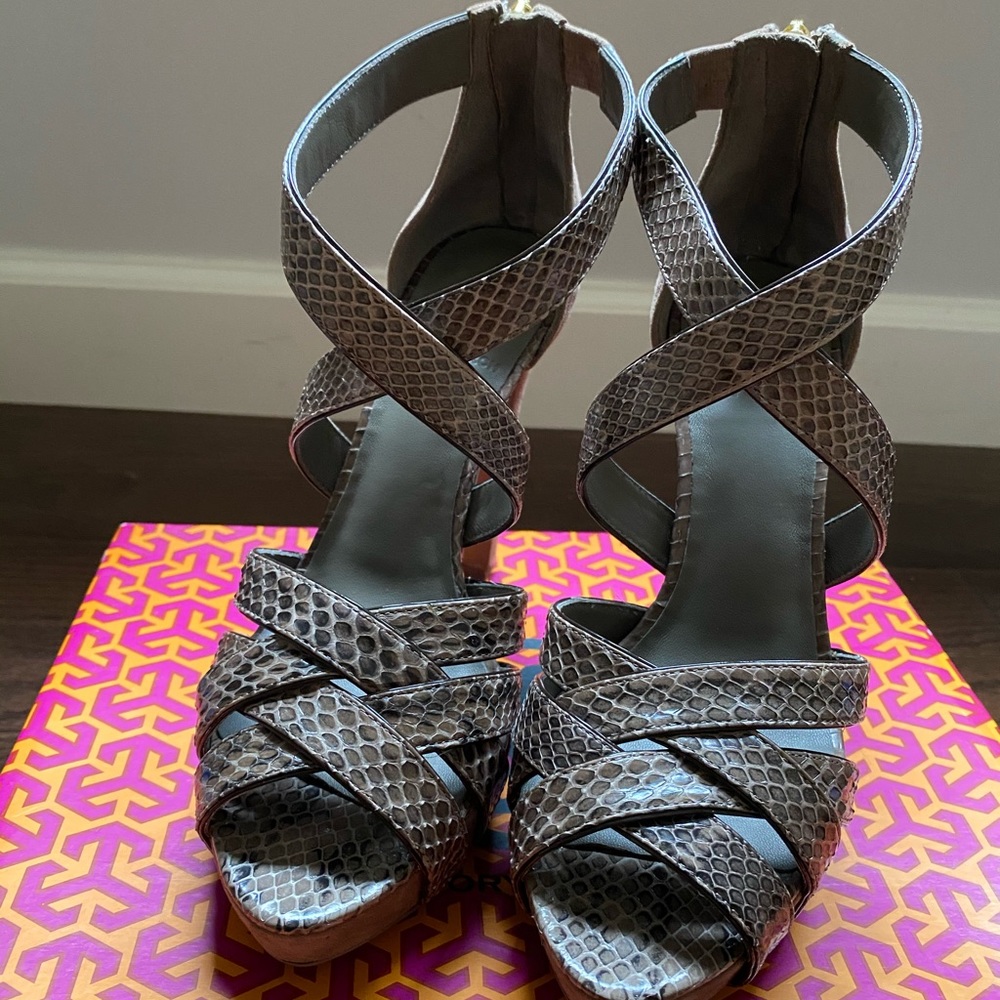 Tory Burch Venice elaphe and suede Sandals